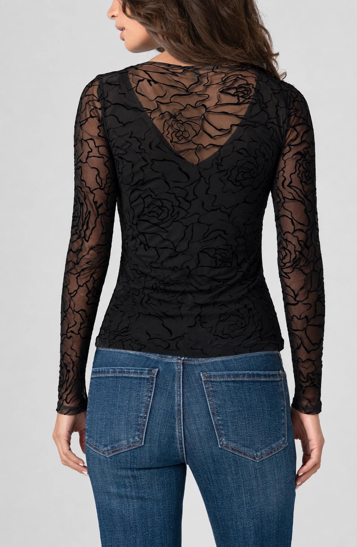 Black Roses Long Sleeve by Liverpool Tops LIVERPOOL JEANS COMPANY