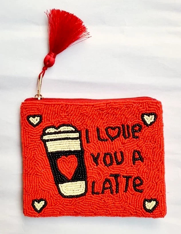 Beaded Coin Pouches Bags LUV & Co. Latte