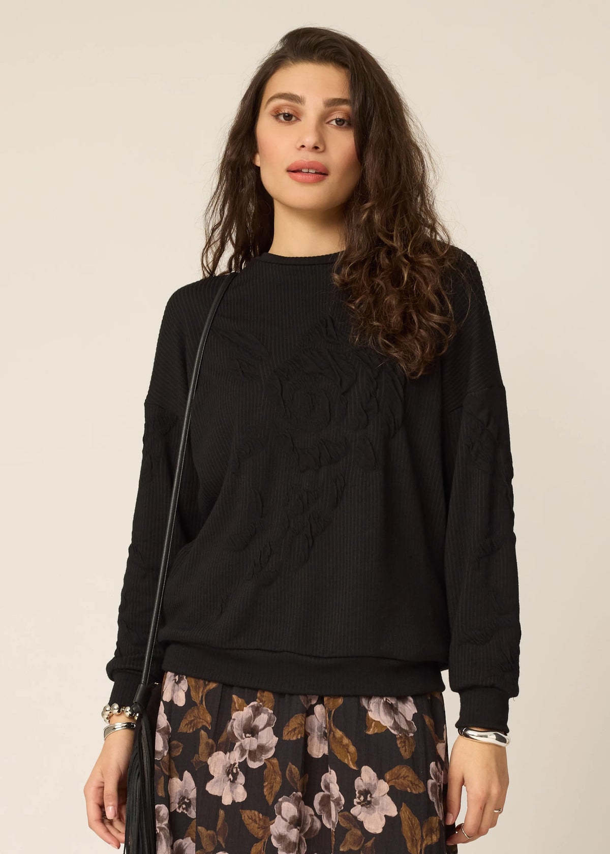 Flowers Textured Sweater by Chlo