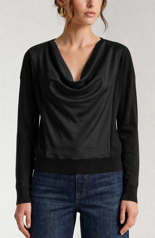 Crew Neck with Tulip Hem LM8M14WF20 Knits & Sweaters LIVERPOOL JEANS COMPANY Black