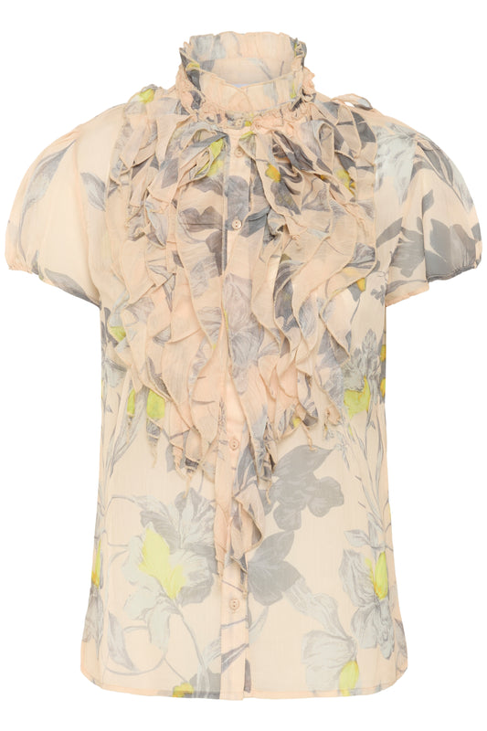 Lilja Cap Sleeve Ruffle Blouse by Saint Tropez