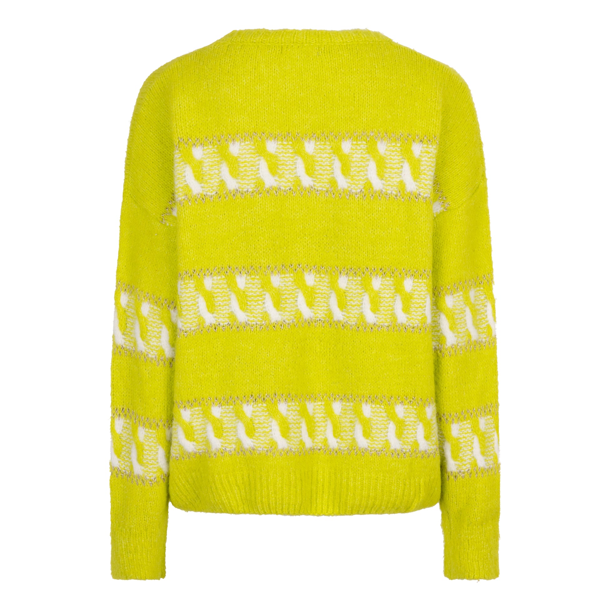 Yellow sweater with white pattern on a white background