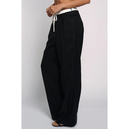 Satin Waistband Linen Pants by San Souci