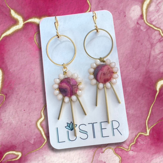 Gold Brass + Stone Earrings Accessories LUSTER