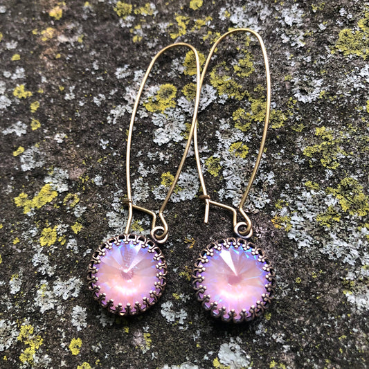 Crystal Rivoli Brass Dangle Earrings by Luster Accessories LUSTER