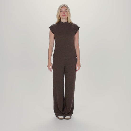 Sleeveless Mockneck Sweater by EsQualo in Cacao | Maison Khloe