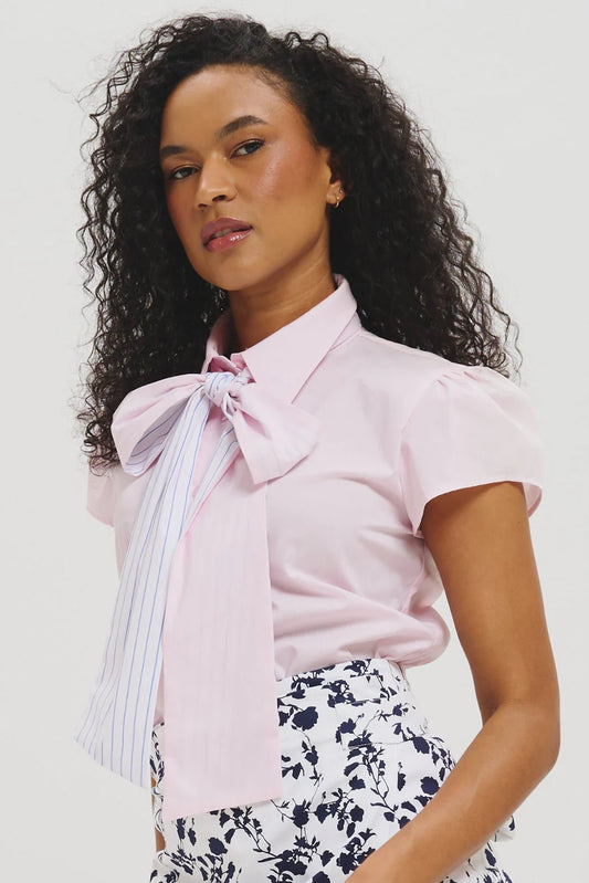Sahra Striped Blouse by Lele de Baltzac Blouse Lele de Baltzac Pink