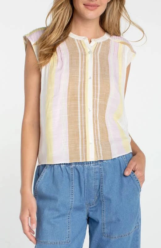 Dolman Button Front Blouse Liverpool Striped
