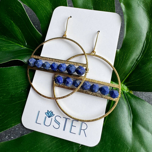 Stone + Brass Hoop Earrings Accessories LUSTER