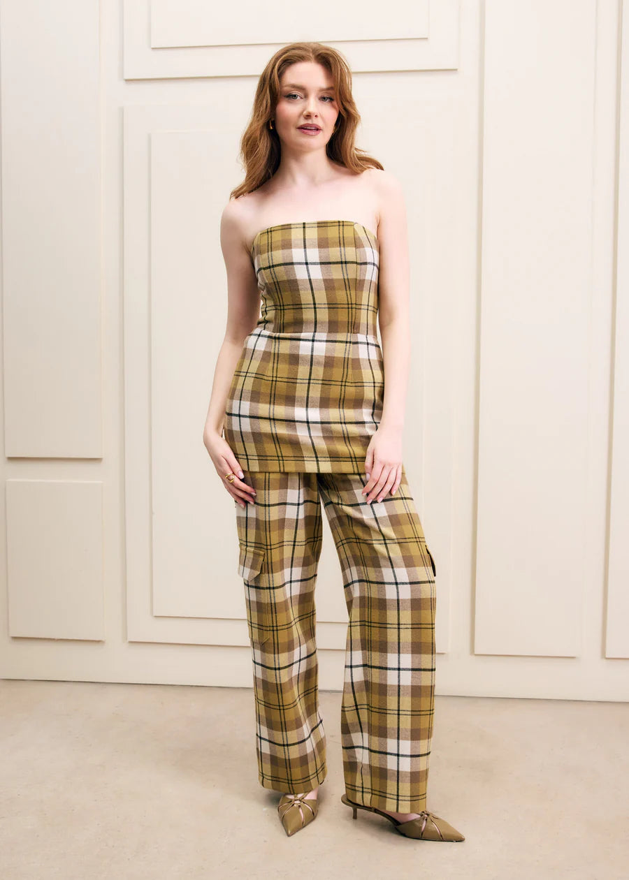 Plaid Strapless by Hilary MacMillan Tops Hilary MacMillan