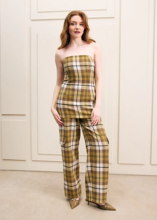 Plaid Strapless by Hilary MacMillan Tops Hilary MacMillan