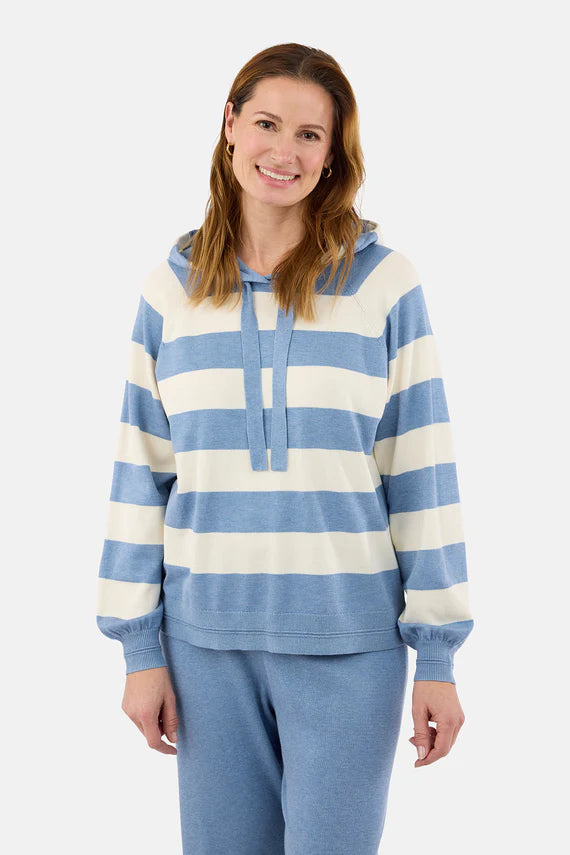 Fine Knit Striped Hoodie by Jensen Knit Tops Jensen