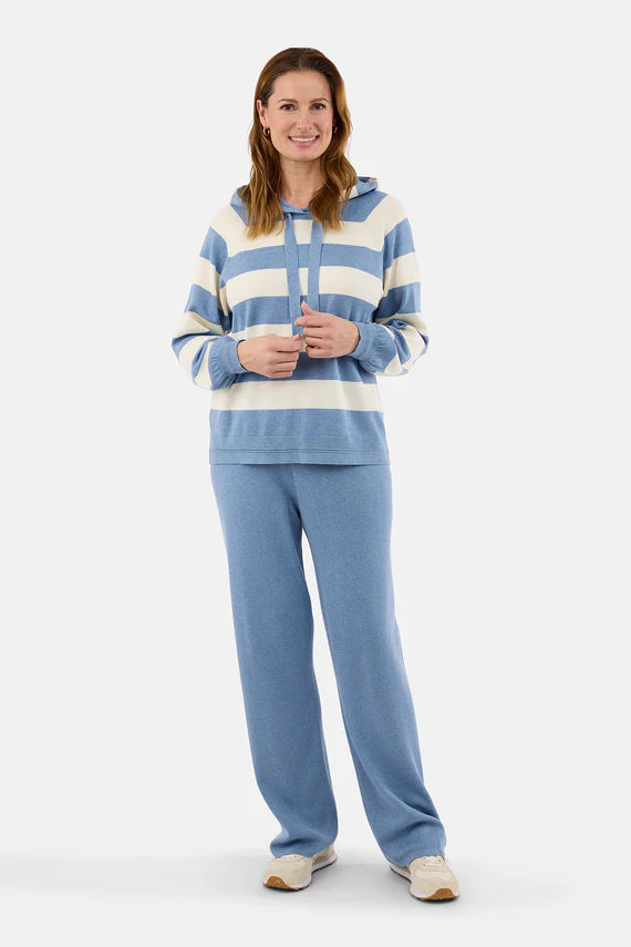 Fine Knit Striped Hoodie by Jensen Knit Tops Jensen