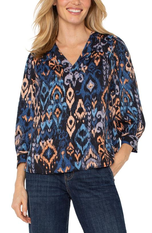 Printed Blouse by Liverpool Tops Liverpool Blue