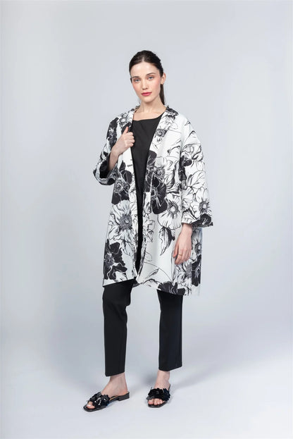 White Floral Coat by Paolo Tricot